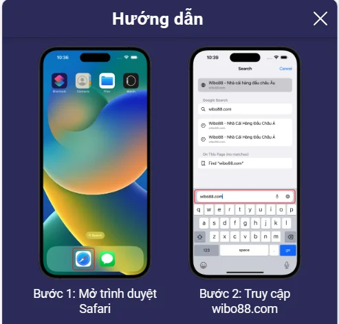 Bước 1: Hướng dẫn tải App Wibo88
