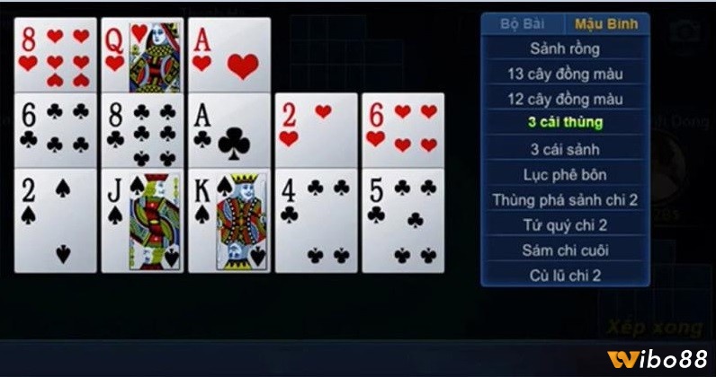 Thứ tự poker bài cào là những tổ hợp bài yếu nhất