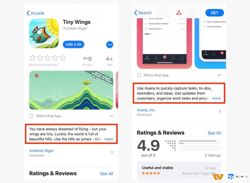 Đọc mô tả chi tiết trong ứng dụng game