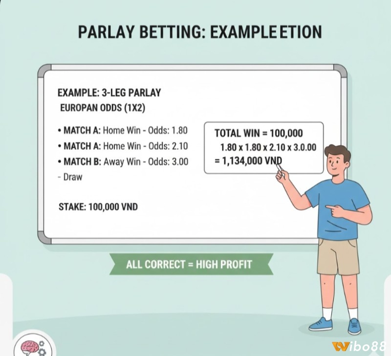 Người chơi tính toán tiền thắng cược xiên 3 trận với các tỷ lệ kèo Châu Âu khác nhau để hiểu cách tối ưu lợi nhuận