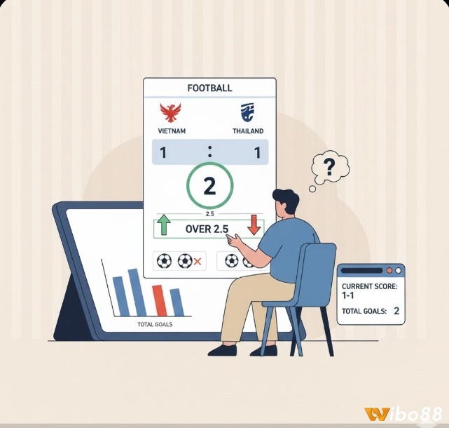 Người dùng phân tích tỷ lệ cược bóng đá trên bảng điểm để đưa ra quyết định đặt cược tổng bàn thắng phù hợp