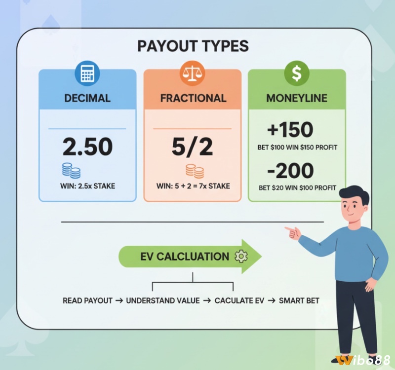 Người chơi nhận diện và hiểu các dạng tỷ lệ trả thưởng (payout) để tính toán Giá trị kỳ vọng (EV)
