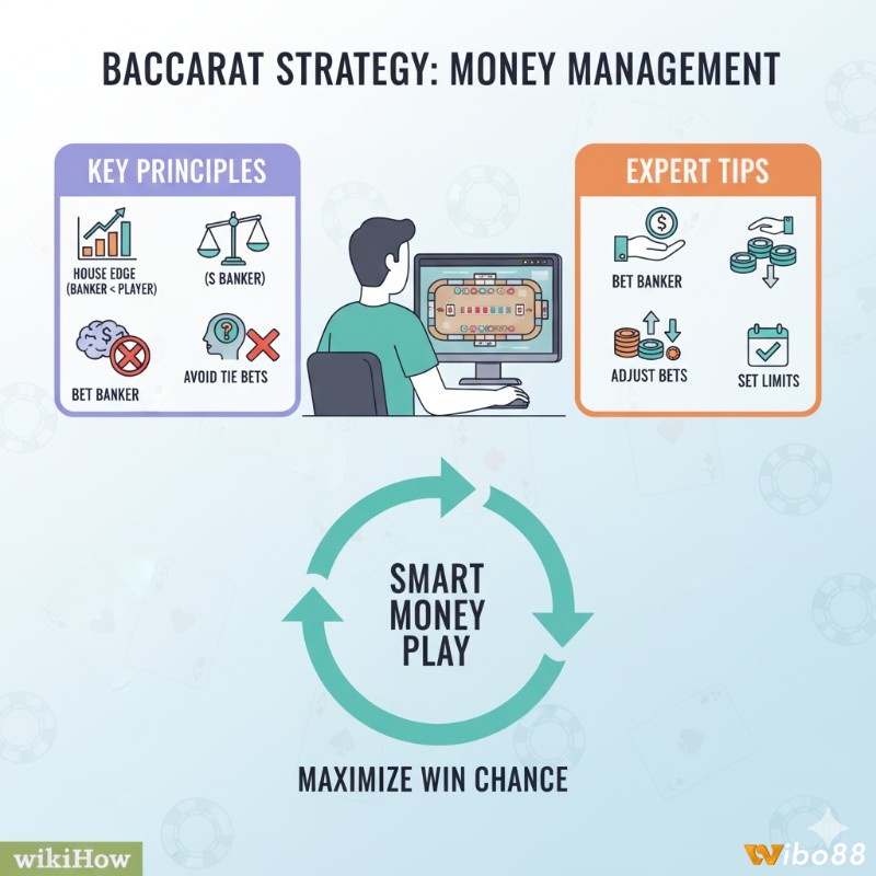 Người chơi Baccarat quản lý vốn thông minh dựa trên xác suất và lợi thế nhà cái, ưu tiên cược Banker