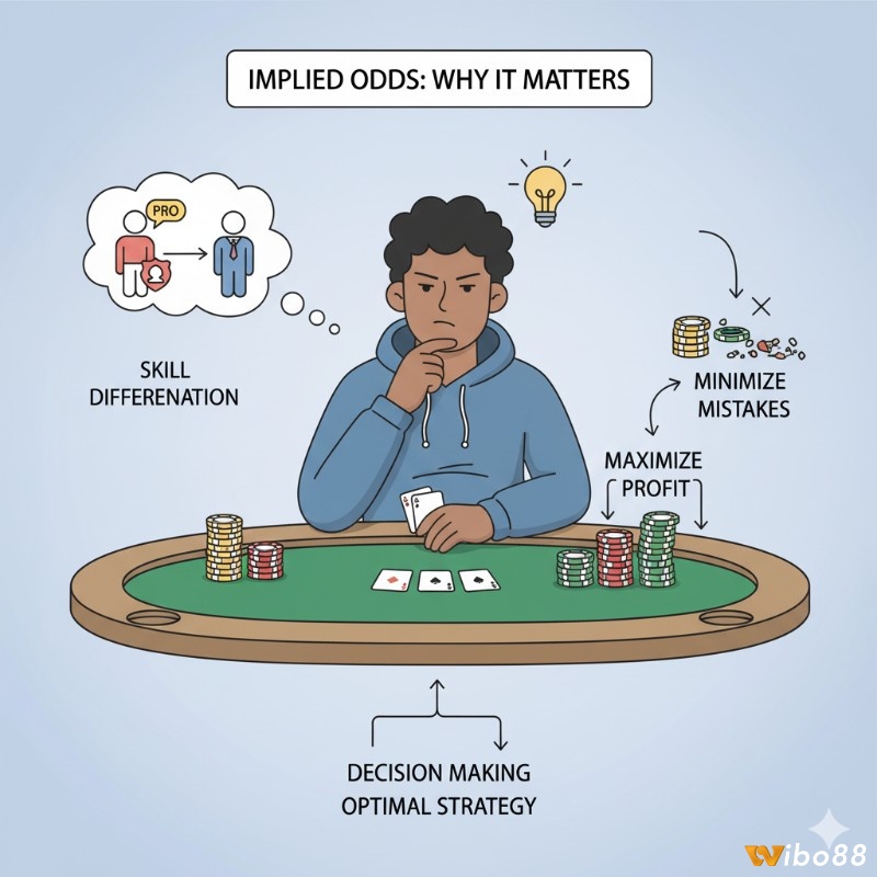 Người chơi poker hiểu tầm quan trọng của Implied Odds giúp tối ưu hóa lợi nhuận và tránh sai lầm trong dài hạn
