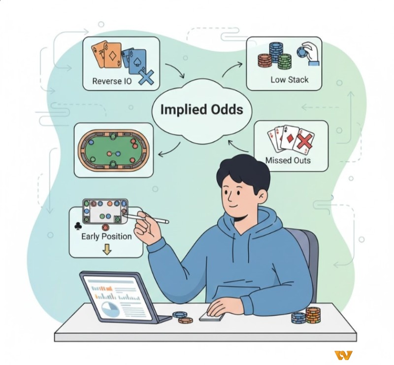 Người chơi poker cân nhắc rủi ro và biết khi nào nên từ bỏ Implied Odds để tránh thua lỗ