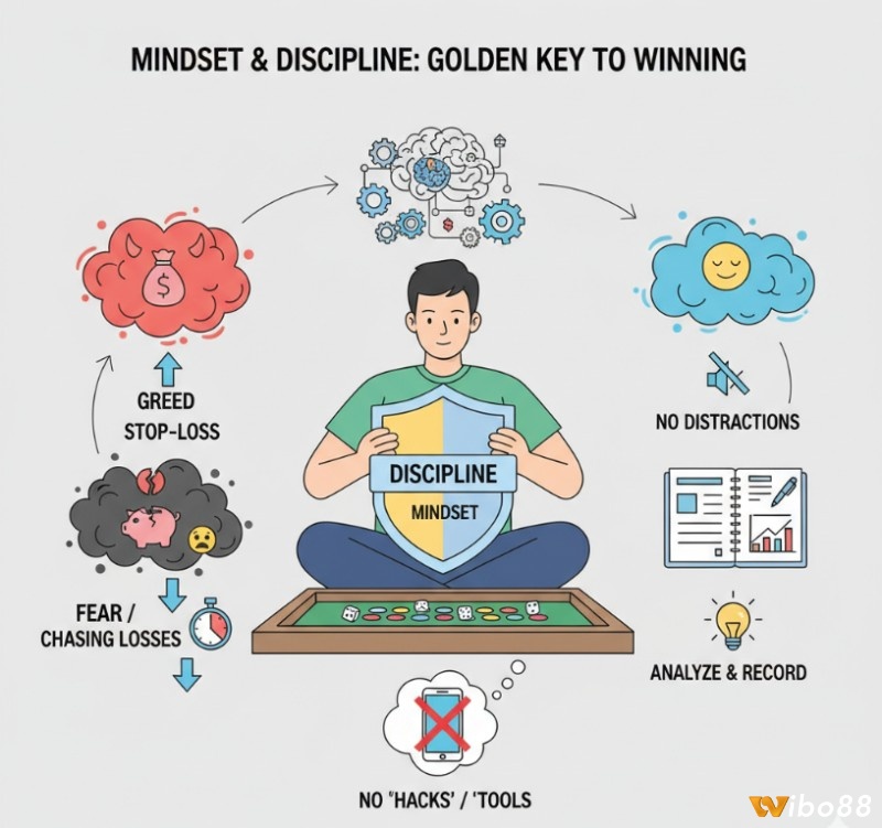 Người chơi Tài Xỉu kiểm soát tâm lý, lòng tham, sự sợ hãi và kỷ luật sắt để chiến thắng