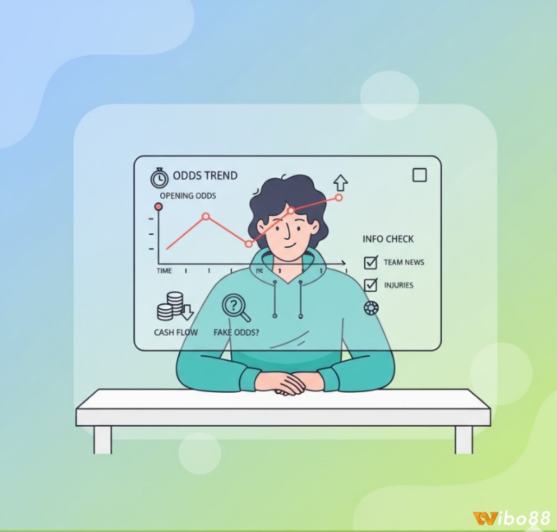 Người chơi cá cược đang theo dõi sát sao biến động tỷ lệ cược trên biểu đồ để nhận diện kèo dụ và đưa ra quyết định thông minh