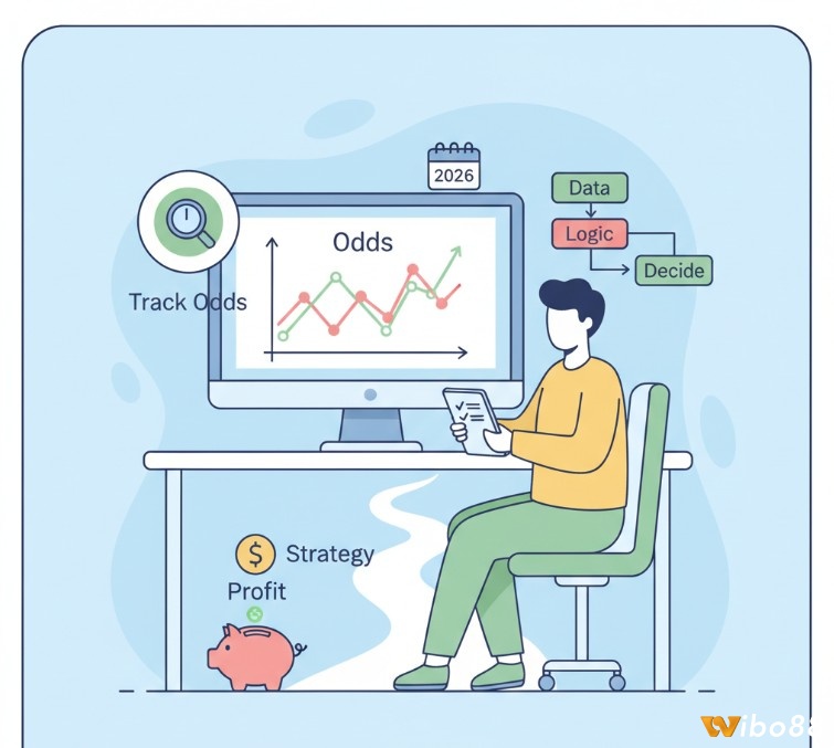 Người phân tích đang sử dụng máy tính và biểu đồ để theo dõi tỷ lệ cược, lập kế hoạch chiến thuật theo dõi odds khoa học và ra quyết định