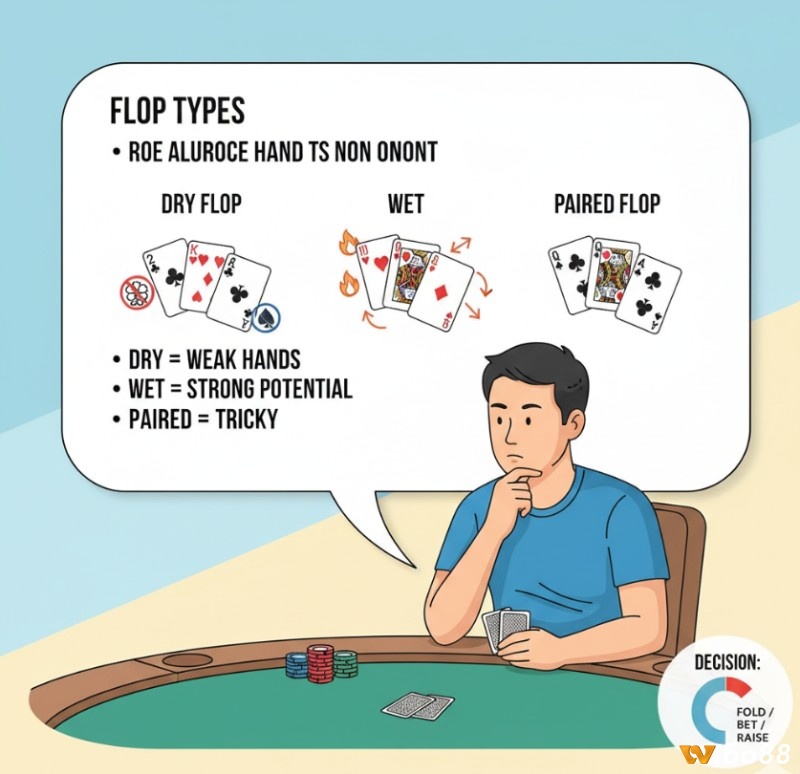 Người chơi poker phân tích các loại Flop khác nhau để đưa ra quyết định chiến lược phù hợp
