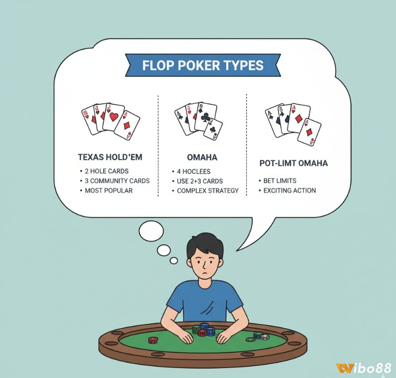 Người chơi tìm hiểu các loại hình Flop Poker phổ biến trên thị trường casino trực tuyến