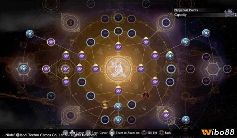 Cây kỹ năng vũ khí và bảng chỉ số trong Nioh 2