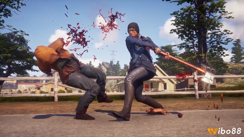 Người chơi sử dụng vũ khí cận chiến để tự vệ trước zombie