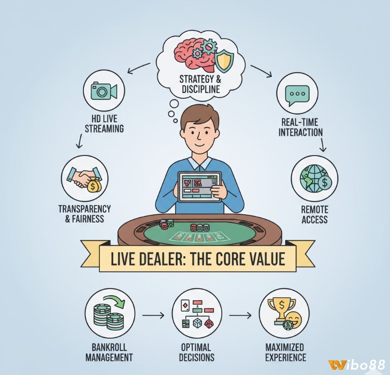 Người chơi casino trực tuyến hiểu và áp dụng chiến thuật Live Dealer là gì để có trải nghiệm tối ưu