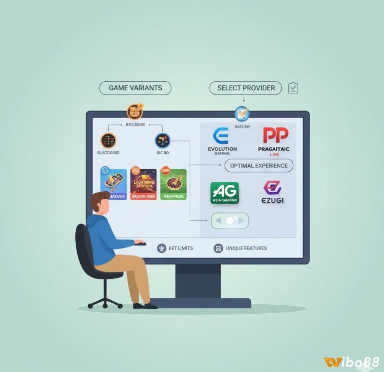 Người chơi Live Dealer nghiên cứu các biến thể game và chọn nhà cung cấp phù hợp