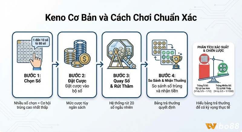 Luật chơi Keno cơ bản nhất, 4 bước từ chọn số đến nhận thưởng, kèm phân tích xác suất để có chiến lược