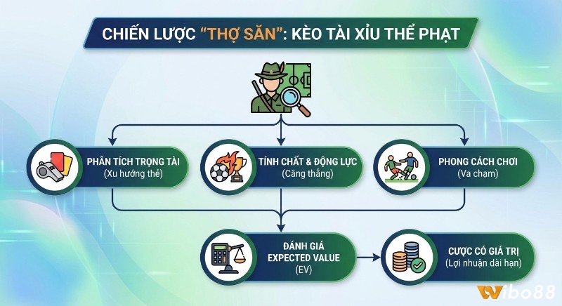 Sơ đồ chiến lược đặt cược tài xỉu thẻ phạt theo tư duy thợ săn: phân tích trọng tài, động lực, lối chơi để tính EV