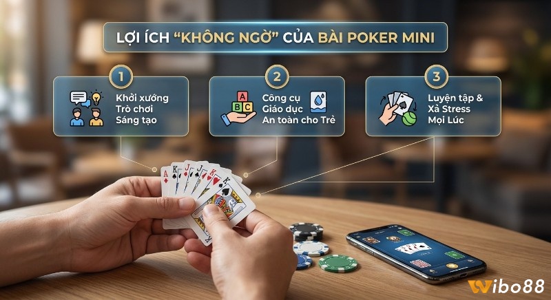 Tổng quan 3 lợi ích không ngờ của bài poker mini: khởi xướng trò chơi sáng tạo, công cụ giáo dục an toàn và xả stress mọi lúc