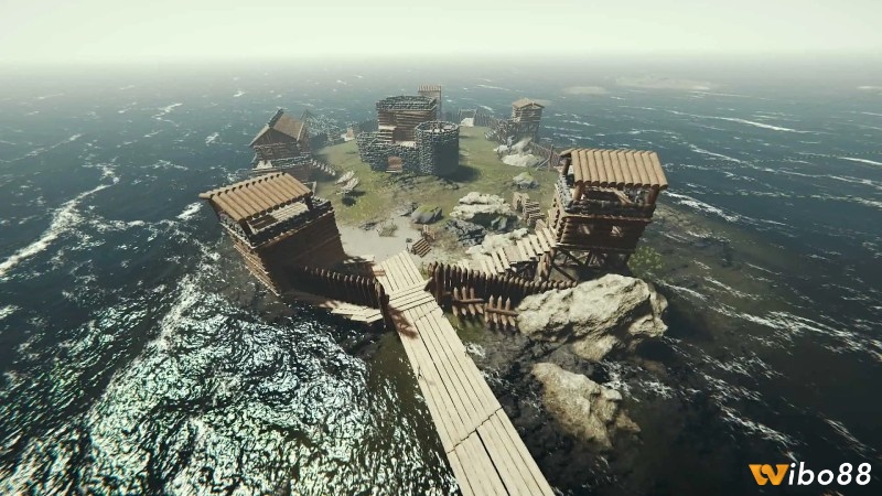  Căn cứ nổi trong The Forest đặt giữa hồ để hạn chế bị kẻ địch tấn công