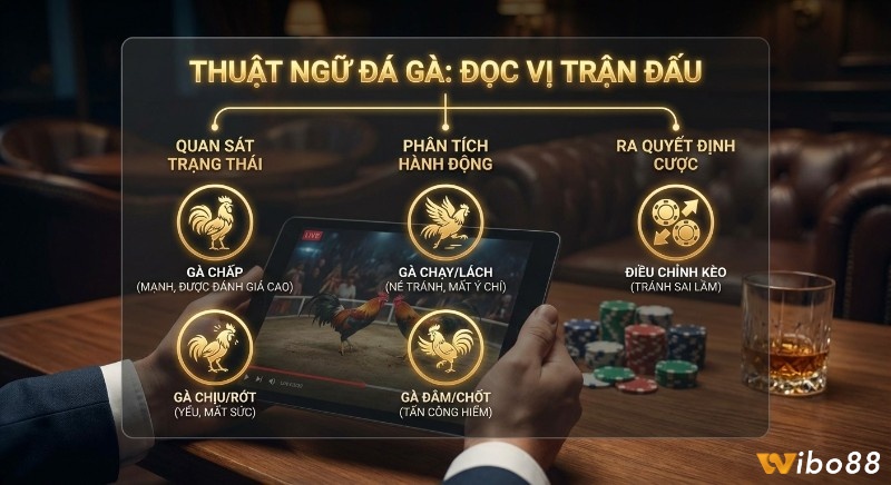 Hướng dẫn đọc vị trận đấu gà, qua thuật ngữ cá cược đá gà trạng thái và hành động, giúp người chơi điều chỉnh kèo cược hiệu quả