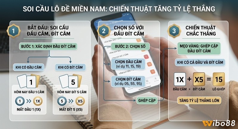 Quy trình 3 bước soi cầu lô đề miền Nam bằng đầu câm, đít câm, mẹo vàng ghép cặp 1X + X5 = 15 giúp tăng tỷ lệ thắng