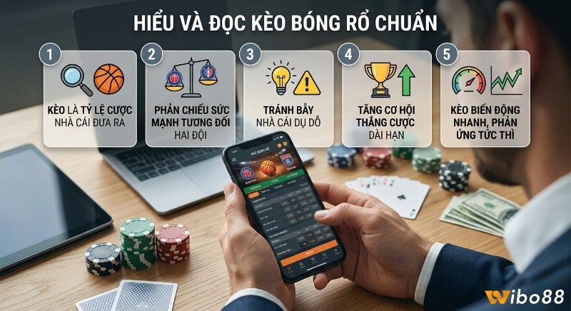 Quy trình 5 bước đọc kèo bóng rổ chuẩn, giúp người chơi hiểu tỷ lệ, tránh bẫy và tối ưu cơ hội thắng trên ứng dụng cá cược trong cách đọc kèo bóng rổ