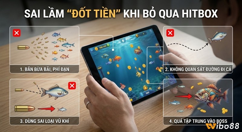 Tổng hợp 4 sai lầm khi bỏ qua Hitbox: bắn bừa bãi, không quan sát, dùng sai vũ khí, chỉ tập trung Boss