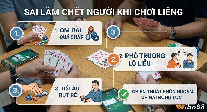 Hướng dẫn nhận diện 3 sai lầm, chơi Liêng ba lá: ôm bài, phô trương, tố láo rụt rè, cùng mẹo úp bài khôn ngoan