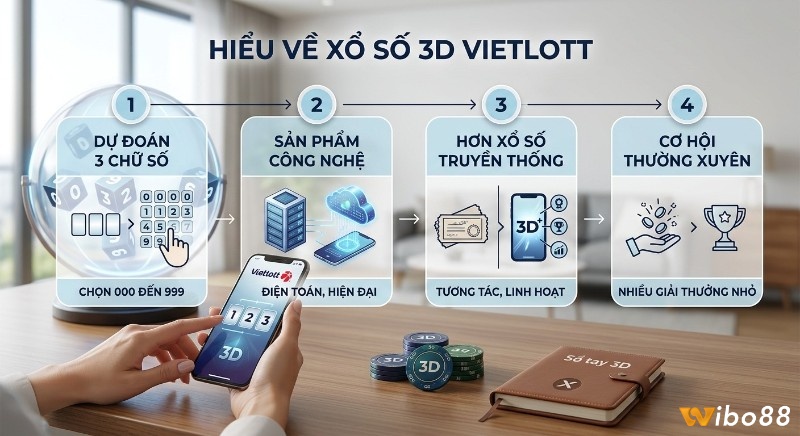 Quy trình 4 bước tổng quan về xổ số 3D là gì Vietlott, từ dự đoán 3 chữ số đến sản phẩm công nghệ hiện đại và cơ hội trúng giải nhỏ thường xuyên