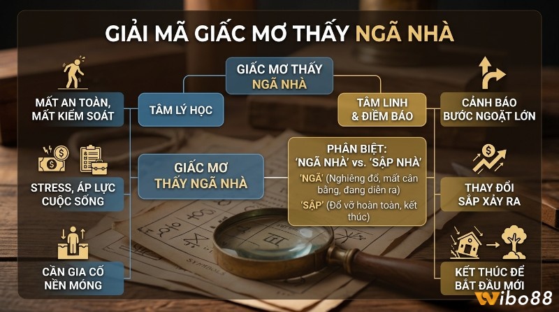 Giải mã giấc mơ thấy ngã nhà, phân tích tâm lý (mất an toàn, stress, cần gia cố nền móng) và tâm linh (cảnh báo, thay đổi, kết thúc mới)