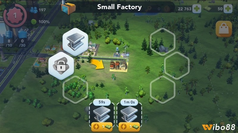 SimCity BuildIt với nhà máy sản xuất và vật liệu nâng cấp nhà ở